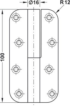 Křídlový závěs, pro falcové vnitřní dveře do 60 kg