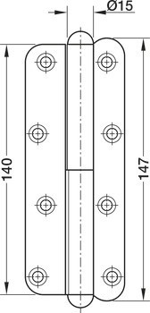 Křídlový závěs, Simonswerk QF 1, pro falcové vnitřní dveře do 60 kg