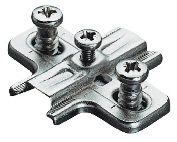 Křížová montážní podložka, Häfele Metalla 510 A, ocel, předmontované eurošrouby, pro tloušťku bočního panelu 19 mm, hloubka vrtání 11,0 mm
