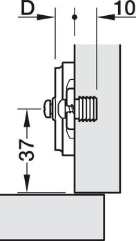 Křížová montážní podložka, Häfele Metalla 510 SM, k nalisování, hloubka vrtání 10 mm