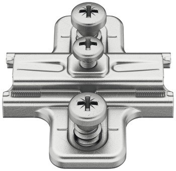 Křížová montážní podložka, Häfele Metalla 510 SM, k přišroubování předmontovanými eurošrouby, hloubka vrtání 14 mm