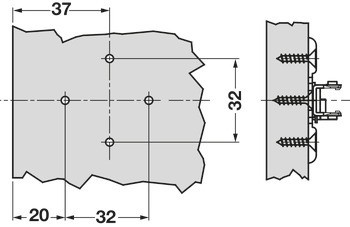 Křížová montážní podložka, Pro Tiomos, k přišroubování pomocí vrutů do dřevotřísky