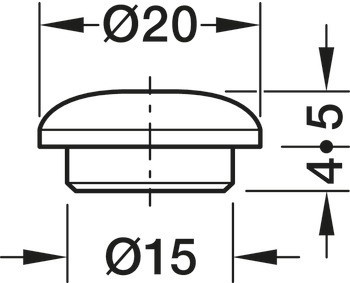 Krytka, masivní dřevo, neošetřené, pro slepý otvor Ø 15 mm