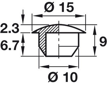 Krytka, Plast, pro slepý otvor ⌀ 10 mm