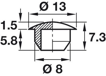 Krytka, Plast, pro slepý otvor ⌀ 8 mm