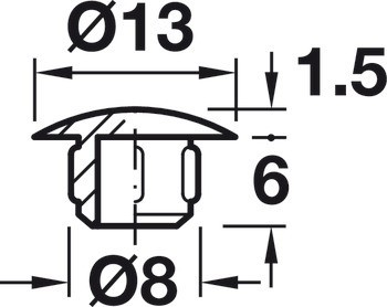 Krytka, Plast, pro slepý otvor ⌀ 8 mm