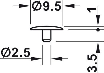 Krytka, Pro šrouby se středovým otvorem 2,5 mm, PZ2