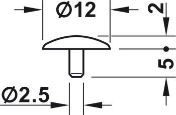 Krytka, Pro šrouby se středovým otvorem 2,5 mm, PZ2