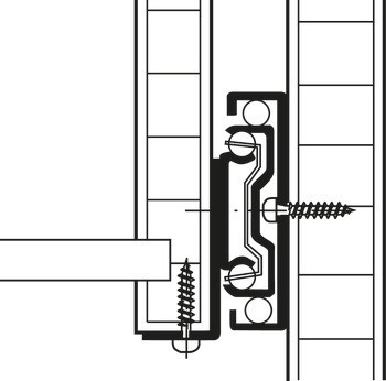Kuličkové výsuvy, částečný výsuv, Accuride 2132, nosnost do 35 kg, ocel, montáž na bok