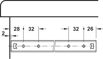 Kuličkové výsuvy, částečný výsuv, oboustranně výsuvné, nosnost do 25 kg, ocel, montáž na bok, výsuvy do drážky
