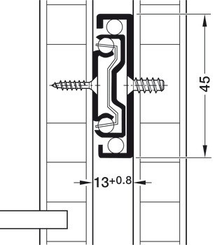 Kuličkové výsuvy, Häfele Matrix Runner BB S, plnovýsuv, nosnost do 30 kg, ocel, montáž na bok
