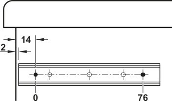 Kuličkové výsuvy, Mini plnovýsuv, nosnost do 11 kg, montáž na bok/povrchová montáž