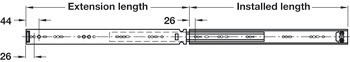 Kuličkové výsuvy, plnovýsuv, Accuride 2601, nosnost do 45 kg, ocel, montáž na bok