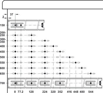 Kuličkové výsuvy, Plnovýsuv, Accuride 3832, nosnost do 50 kg, ocel, stranová montáž