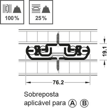 Kuličkové výsuvy, plnovýsuv, nosnost až 325 kg, ocel, montáž na bok nebo povrchová montáž
