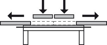 Kuličkové výsuvy, pro 2 vkládací desky, pro stoly s rámovou konstrukcí