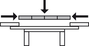Kuličkové výsuvy, Pro 4 vkládací desky, pro stoly s rámovou konstrukcí a bez ní