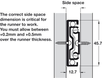 Kuličkový výsuv, Accuride 3832 SC, nosnost do 45 kg, ocel, montáž na bok