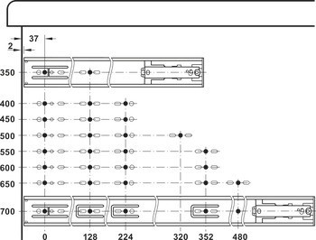 Kuličkový výsuv, Plnovýsuv, Accuride 3832 EC nové generace, nosnost do 45 kg, ocel, montáž na bok