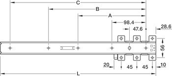 Kuličkový výsuv, policové a zásuvkové výsuvy, částečný výsuv