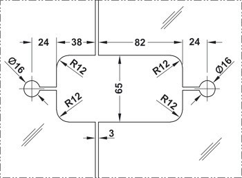 Kyvný pružinový závěs, Dorma Glas, pro dvojčinné dveře, sklo ke sklu