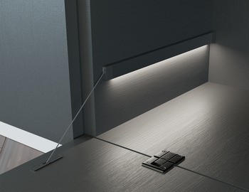 LED klopna s tažným lankem, Pro dřevěné výklopy, s nastavitelným brzdicím efektem a nastavitelným úhlem otevření