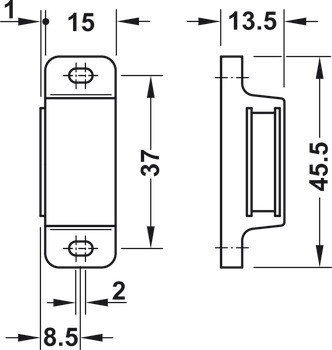 Magnetická záskočka, přídržná síla 3,0–4,0/4,0–5,0 kg, k přišroubování, hranatá