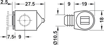 Magnetická záskočka, přídržná síla 3,0–4,0 kg, k nalisování, kulatá