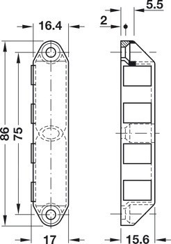 Magnetická záskočka, přídržná síla 8,0 nebo 12,0 kg, k přišroubování, hranatá