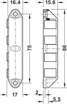 Magnetická záskočka, přídržná síla 8,0 nebo 12,0 kg, k přišroubování, hranatá