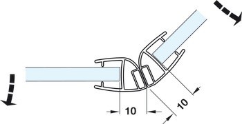 magnetické těsnění pro skleněné dveře, Magnetický, pro sprchové kouty, sklo-sklo, pro 135° skleněná čela