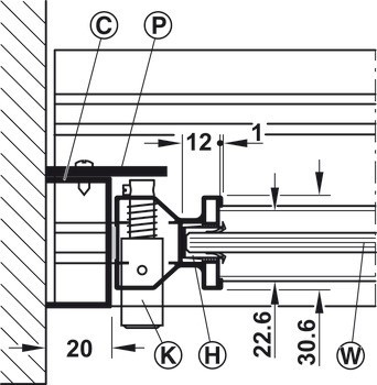 Manuální zamykací systém, Pro Häfele Slido R-Aluflex 80A