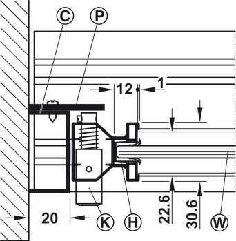 Manuální zamykací systém, Pro Häfele Slido R-Aluflex 80A