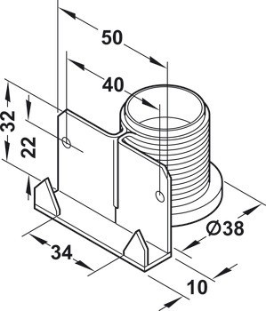 Mechanismus nastavení výšky soklu, S nosným úhelníkem, k přišroubování a naražení