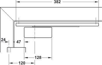 Mechanismus tlumeného dotahu pro dveře, Geze ActiveStop, povrchová montáž