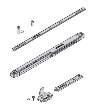 Mechanismus tlumeného dotahu, s uvolňovacím zařízením a šrouby, pro Häfele Slido R-Aluflex 80A