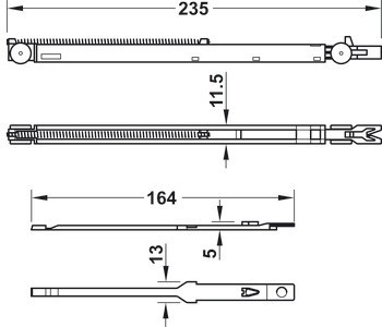 Mechanismus tlumeného zavírání, HAWA, ve směru zavírání a otevírání