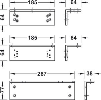 Montážní konzole, L/Z tvar, pro dveře otevírané dovnitř
