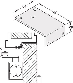Montážní konzole, paralelní montáž ramene, pro DCL dveřní zavírač