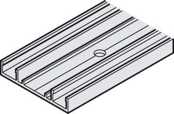 Montážní lišta, Pro 2 jednoduché pojezdové kolejnice, zápustná montáž, 51 x 10 mm (Š x V)