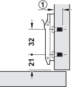 Montážní podložka, Häfele Metalla 510 SM, zinková slitina, s předmontovanými eurošrouby