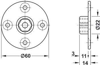 Montážní podložka, s vnitřním závitem pro závitový šroub