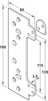 Montážní podložka, pro skrytý zadlabací závěs Simonswerk TECTUS TE 240/340/526/540/640 3D FZ