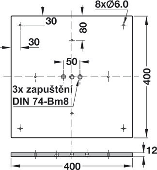 Montážní podložka pro stůl, Zesílené, pro průměr stolové desky až do 1200 mm