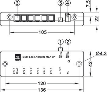 Multi-lock adaptér, Häfele Dialock ML 6P, pro nábytkový zámek EFL 3 a EFL 3C