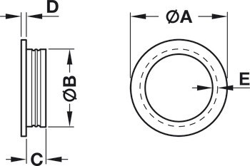 Mušle, mosaz, k nalepení, s drážkami pro lepení, kulatá, Häfele Déco