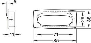 Mušle, nerez, hranatá vně, oválná uvnitř, Häfele Déco