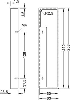 Mušle, Zinková slitina, pro tloušťku posuvných dveří od 25 mm