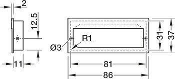 Mušle, Zinková slitina, vně matný nikl, uvnitř matná černá