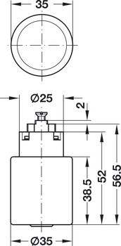 Nábytková knobka, modulární systém 30 mm, bez uzamykací série pro vrtaný otvor 5 mm